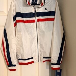 U.S. Polo Assn. White Jacket with Red and Blue Accents